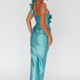 NY Moment Wide Ruffle Shoulder Dress Forest Green
