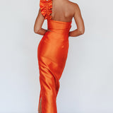 NY Moment Wide Ruffle Shoulder Dress Orange