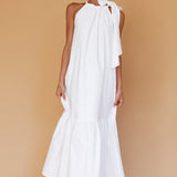Cruise Shoulder Tie Maxi Dress White