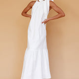 Cruise Shoulder Tie Maxi Dress White