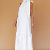 Cruise Shoulder Tie Maxi Dress White