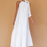 Cruise Shoulder Tie Maxi Dress White