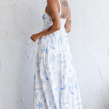 Indianna Square Neckline Maxi Dress Printed White