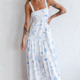 Indianna Square Neckline Maxi Dress Printed White