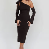 Rigel One-Shoulder Midi Dress Black