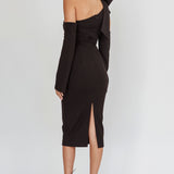 Rigel One-Shoulder Midi Dress Black