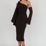 Rigel One-Shoulder Midi Dress Black
