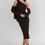 Rigel One-Shoulder Midi Dress Black