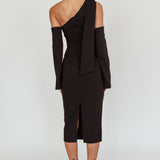 Rigel One-Shoulder Midi Dress Black