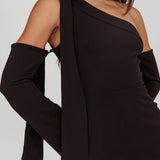 Rigel One-Shoulder Midi Dress Black
