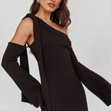 Rigel One-Shoulder Midi Dress Black