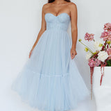 Dancing With Me Sweetheart Tulle Midi Dress Blue