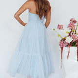 Dancing With Me Sweetheart Tulle Midi Dress Blue