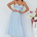 Dancing With Me Sweetheart Tulle Midi Dress Blue