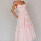 Dancing With Me Sweetheart Tulle Midi Dress Pink