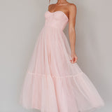 Dancing With Me Sweetheart Tulle Midi Dress Pink