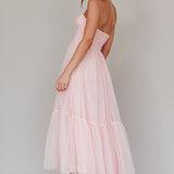 Dancing With Me Sweetheart Tulle Midi Dress Pink