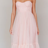 Dancing With Me Sweetheart Tulle Midi Dress Pink