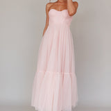 Dancing With Me Sweetheart Tulle Midi Dress Pink