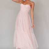 Dancing With Me Sweetheart Tulle Midi Dress Pink
