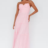 Calla Sweetheart Neckline Hail Spot Midi Dress Pink
