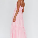 Calla Sweetheart Neckline Hail Spot Midi Dress Pink