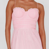 Calla Sweetheart Neckline Hail Spot Midi Dress Pink
