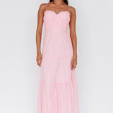 Calla Sweetheart Neckline Hail Spot Midi Dress Pink