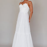Calla Sweetheart Neckline Hail Spot Midi Dress White