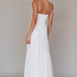 Calla Sweetheart Neckline Hail Spot Midi Dress White