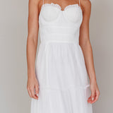 Calla Sweetheart Neckline Hail Spot Midi Dress White