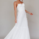 Calla Sweetheart Neckline Hail Spot Midi Dress White