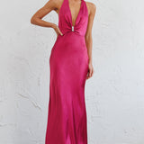 Oasis Diamante Halterneck Maxi Dress Fuchsia