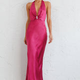 Oasis Diamante Halterneck Maxi Dress Fuchsia