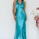 Oasis Diamante Halterneck Maxi Dress Turquoise
