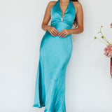 Oasis Diamante Halterneck Maxi Dress Turquoise