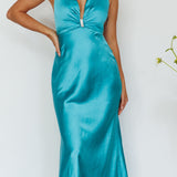 Oasis Diamante Halterneck Maxi Dress Turquoise