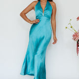 Oasis Diamante Halterneck Maxi Dress Turquoise