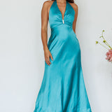 Oasis Diamante Halterneck Maxi Dress Turquoise