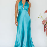 Oasis Diamante Halterneck Maxi Dress Turquoise