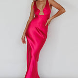 Blushing Beauty Horsebit Accent Maxi Dress Hot Pink