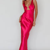 Blushing Beauty Horsebit Accent Maxi Dress Hot Pink
