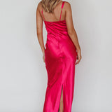 Blushing Beauty Horsebit Accent Maxi Dress Hot Pink