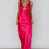 Blushing Beauty Horsebit Accent Maxi Dress Hot Pink