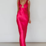 Blushing Beauty Horsebit Accent Maxi Dress Hot Pink
