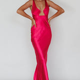 Blushing Beauty Horsebit Accent Maxi Dress Hot Pink