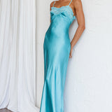 East Coast Lace Bust Midi Dress Aqua Blue