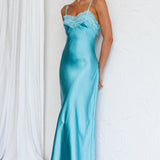 East Coast Lace Bust Midi Dress Aqua Blue