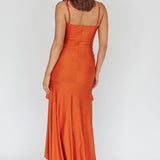 Rosalia Ruched Ruffle Maxi Dress Chocolate