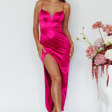 Fayth Split Open Wrap Maxi Dress Fuchsia